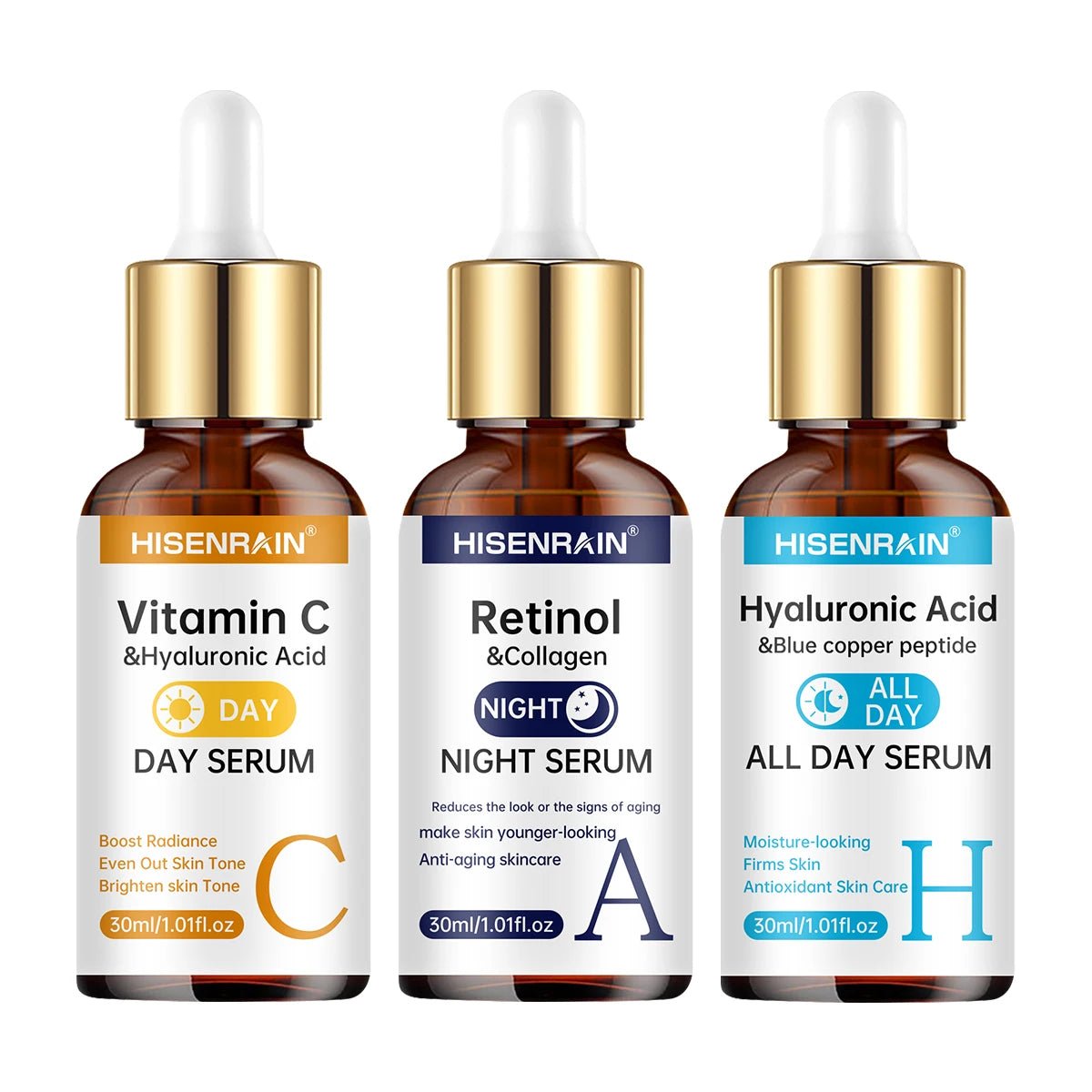 Serum Vitamin C + Retinol + Hyaluronic Acid Serum Duo | Anti - Aging Brightening & Hydration Combo | For All Skin Type. - Nerivoe