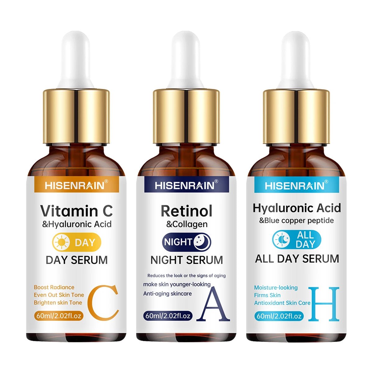 Serum Vitamin C + Retinol + Hyaluronic Acid Serum Duo | Anti - Aging Brightening & Hydration Combo | For All Skin Type. - Nerivoe