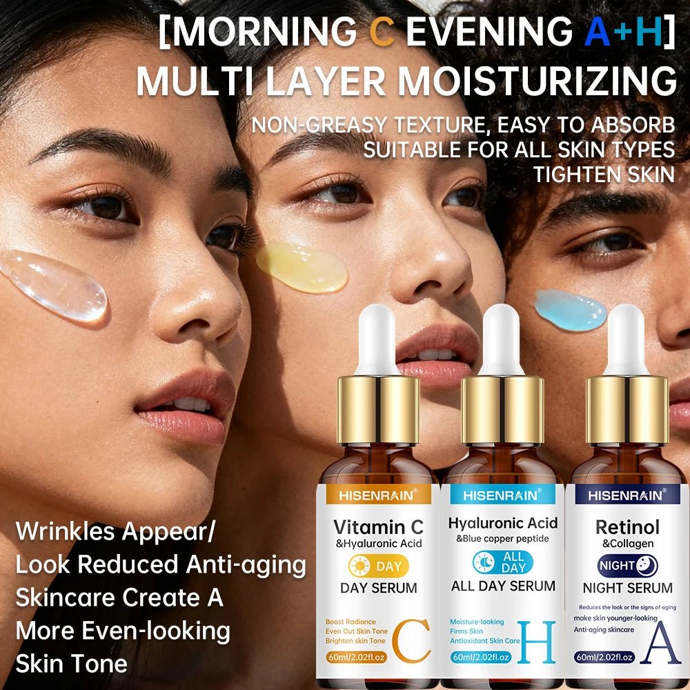 Serum Vitamin C + Retinol + Hyaluronic Acid Serum Duo | Anti - Aging Brightening & Hydration Combo | For All Skin Type. - Nerivoe