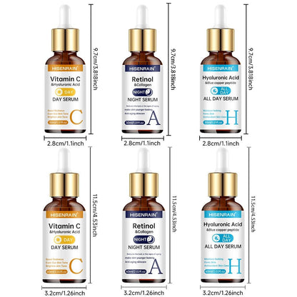 Serum Vitamin C + Retinol + Hyaluronic Acid Serum Duo | Anti - Aging Brightening & Hydration Combo | For All Skin Type. - Nerivoe
